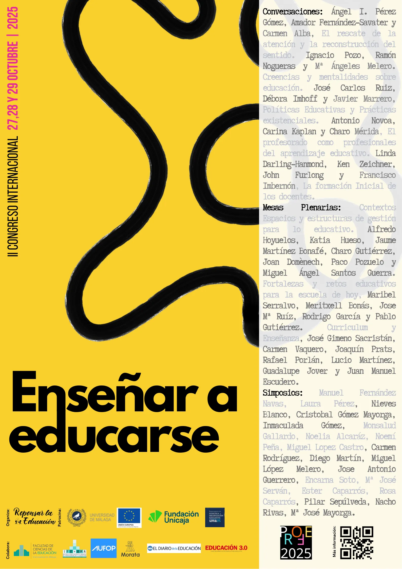 Cartel del II Congreso Internacional Profe25: Enseñar a educarse. 27, 28 y 29 de octubre de 2025, Universidad de Málaga